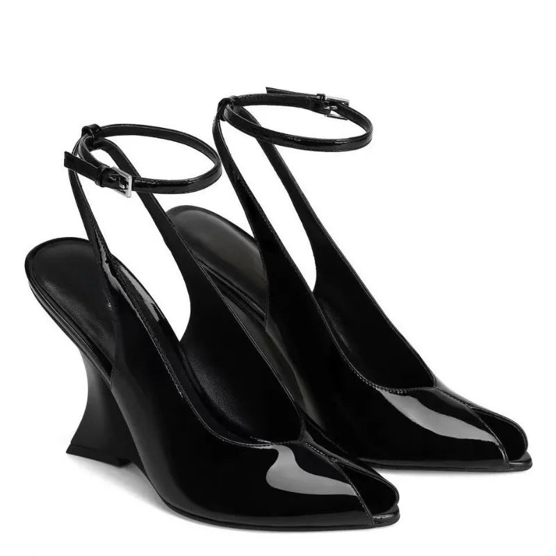Elegant French Style Buckle Wedge Sandals for Women