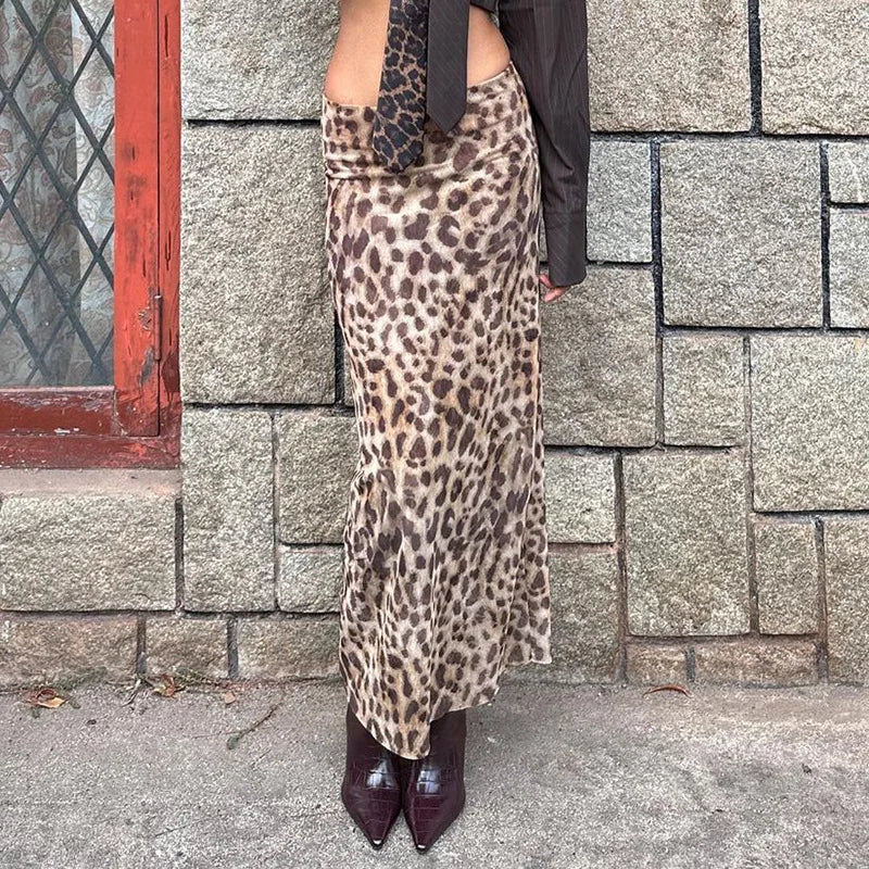 Elegant High Waisted Leopard Print Slim Skirt for Women