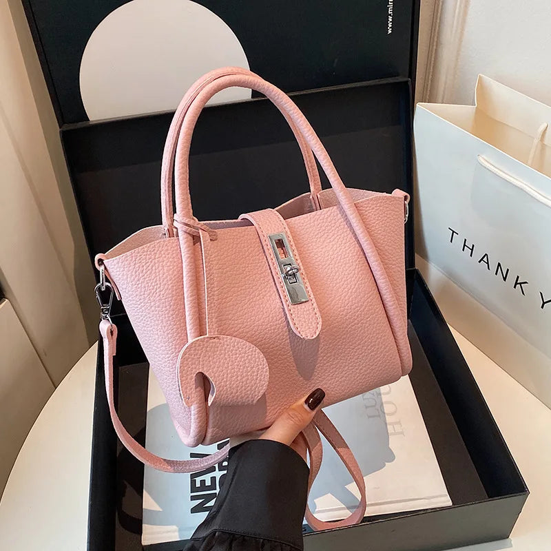 Fashion Design Women Bucket Bag Brand Trendy Basket Bag Versatile Simple Solid Color Texture Women's Bag Shoulder Crossbody Bag