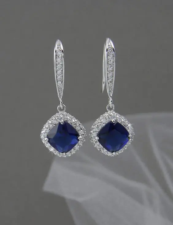 Silver Tone Zircon Teardrop Earrings