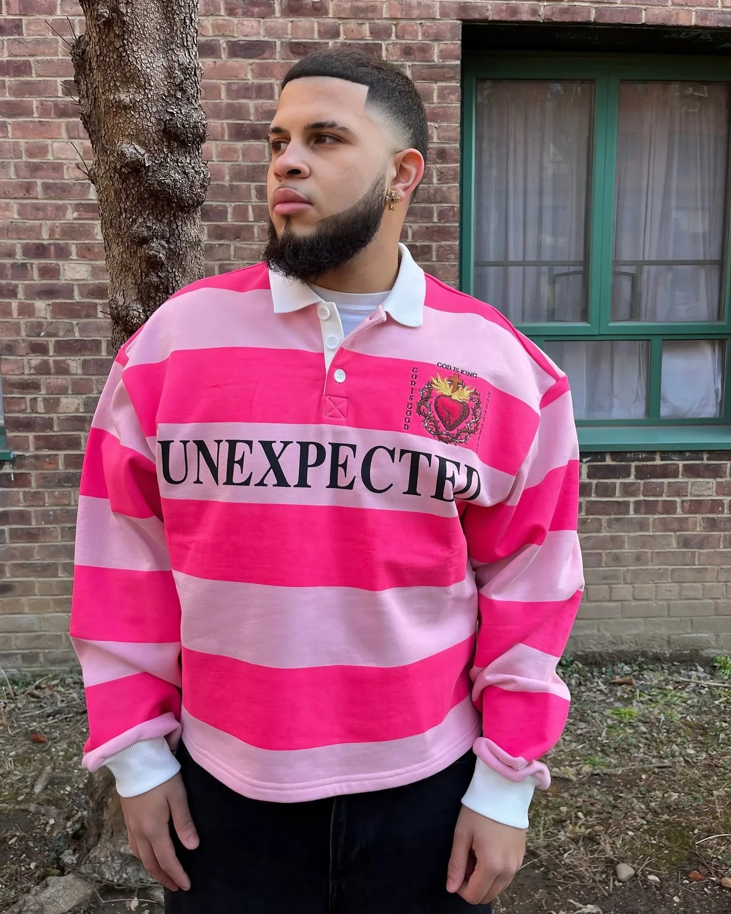 American Harajuku Fashion Hip-hop Striped Pretty Girl Shirt Letter Printed Polo Shirt Y2k Retro Men's Long Sleeved T-shirt