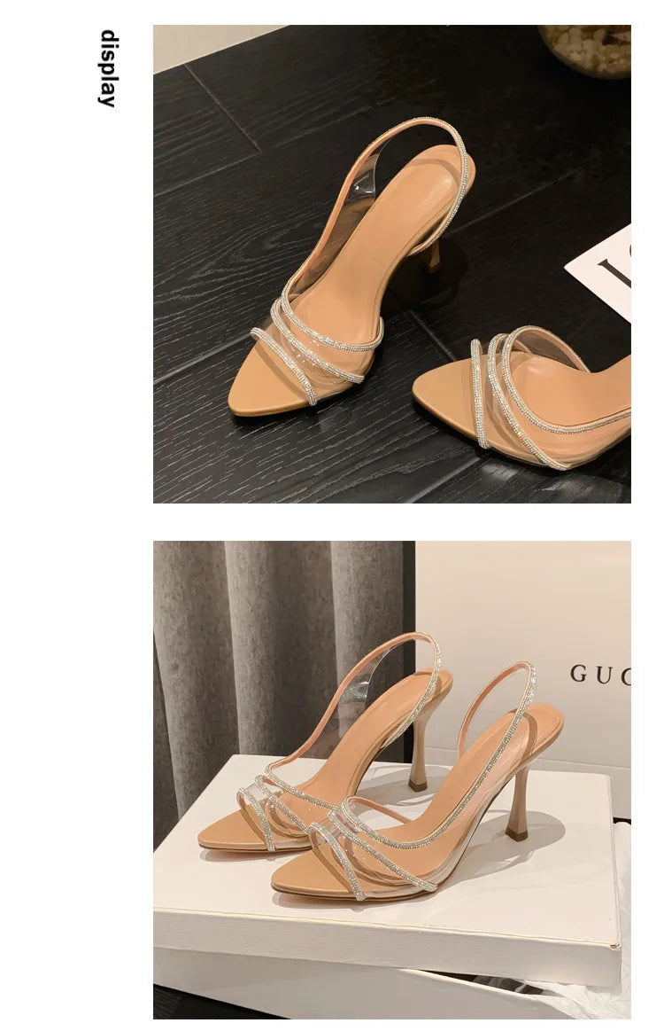 Clear Crystal Open Toe Sandals