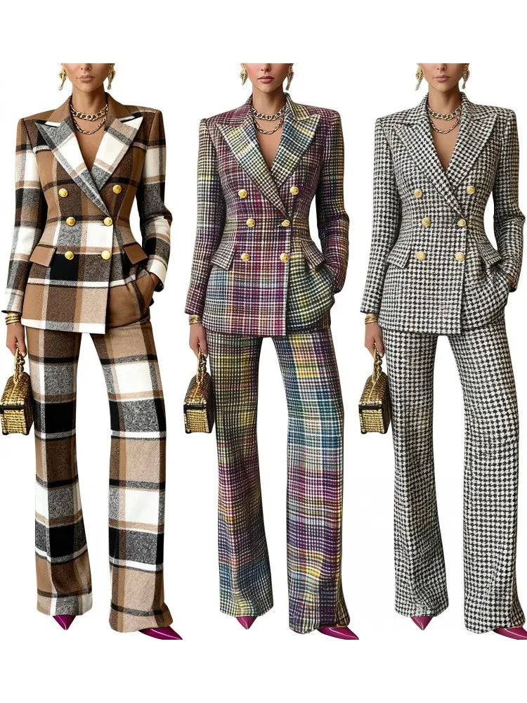 Slim Fit Long Sleeve Blazer and Pants Suit Set for Women