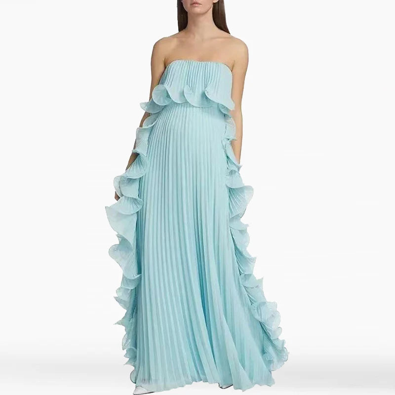 Elegant Summer Off Shoulder Strapless Maxi Dress for Women