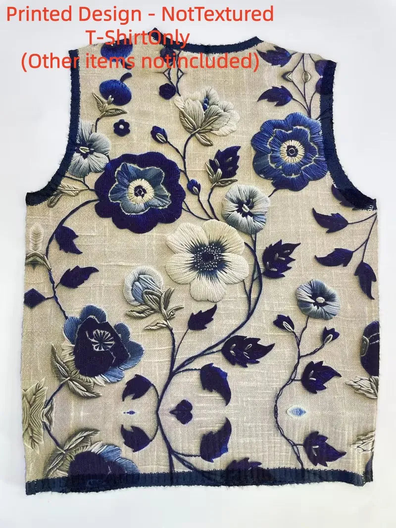 Printed Design Pullover Round Neck Knit Vest for Women