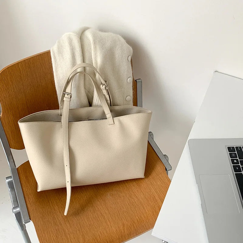 Large Capacity PU Leather Casual Soft Tote Bag for Women