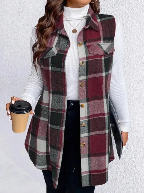 Plaid Sleeveless Shirt