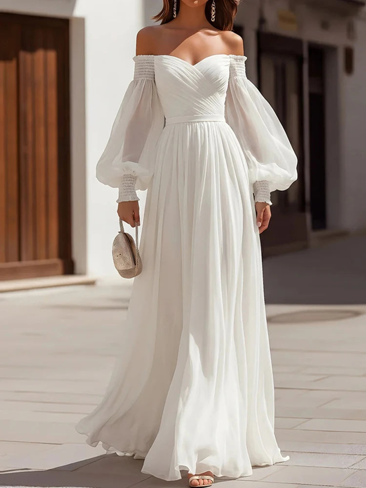 Elegant Off Shoulder Backless Evening Dress for Women