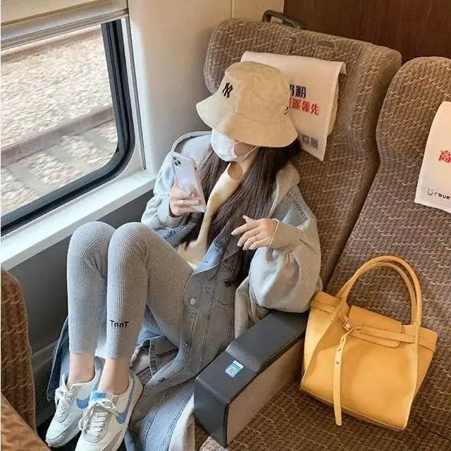 Hooded Mid Length Loose Spliced Casual Coat for Women