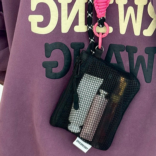 Double-layer Zipper Bag Simple Mesh Storage Bag Large Capacity Portable Earphone Lipstick Cosmetic Bag Mesh Coin Storage Bag