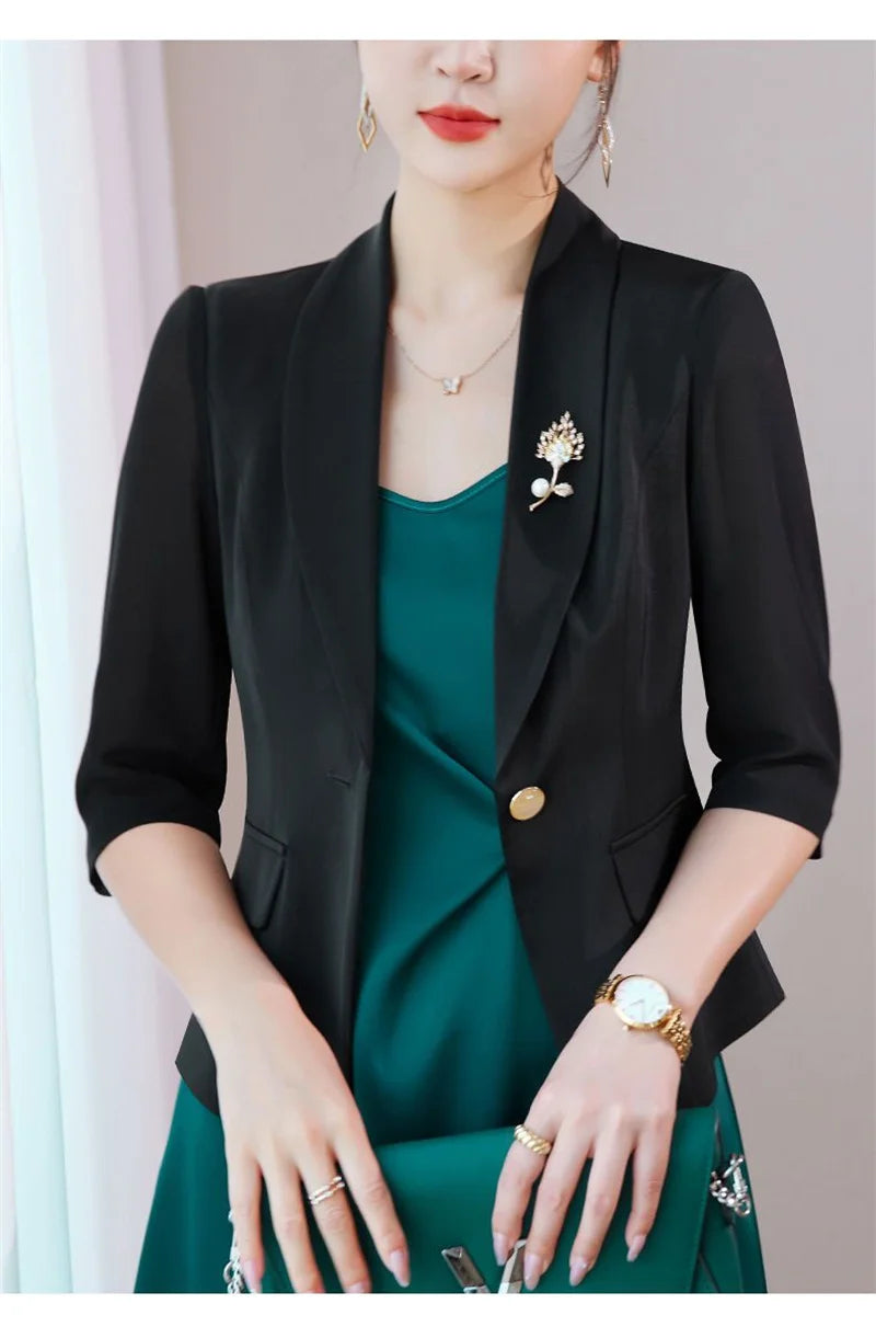 Lightweight Solid Color Chiffon Blazer Jacket For Women