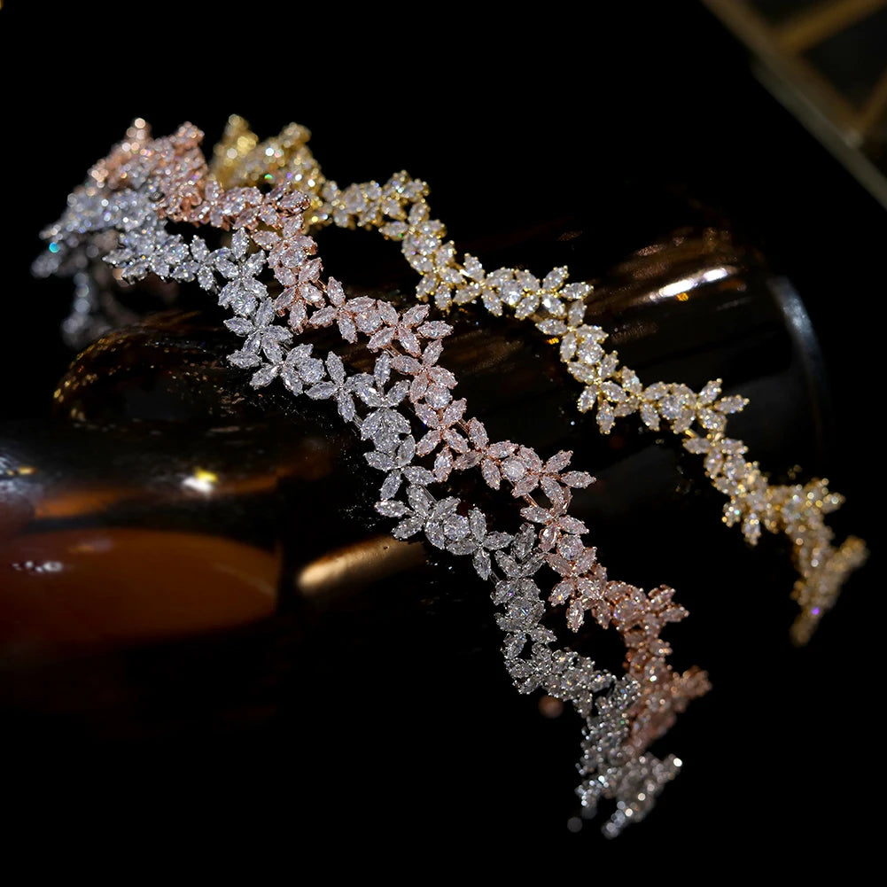 Dazzling Rose Gold Bridal Crown Headpiece For Women