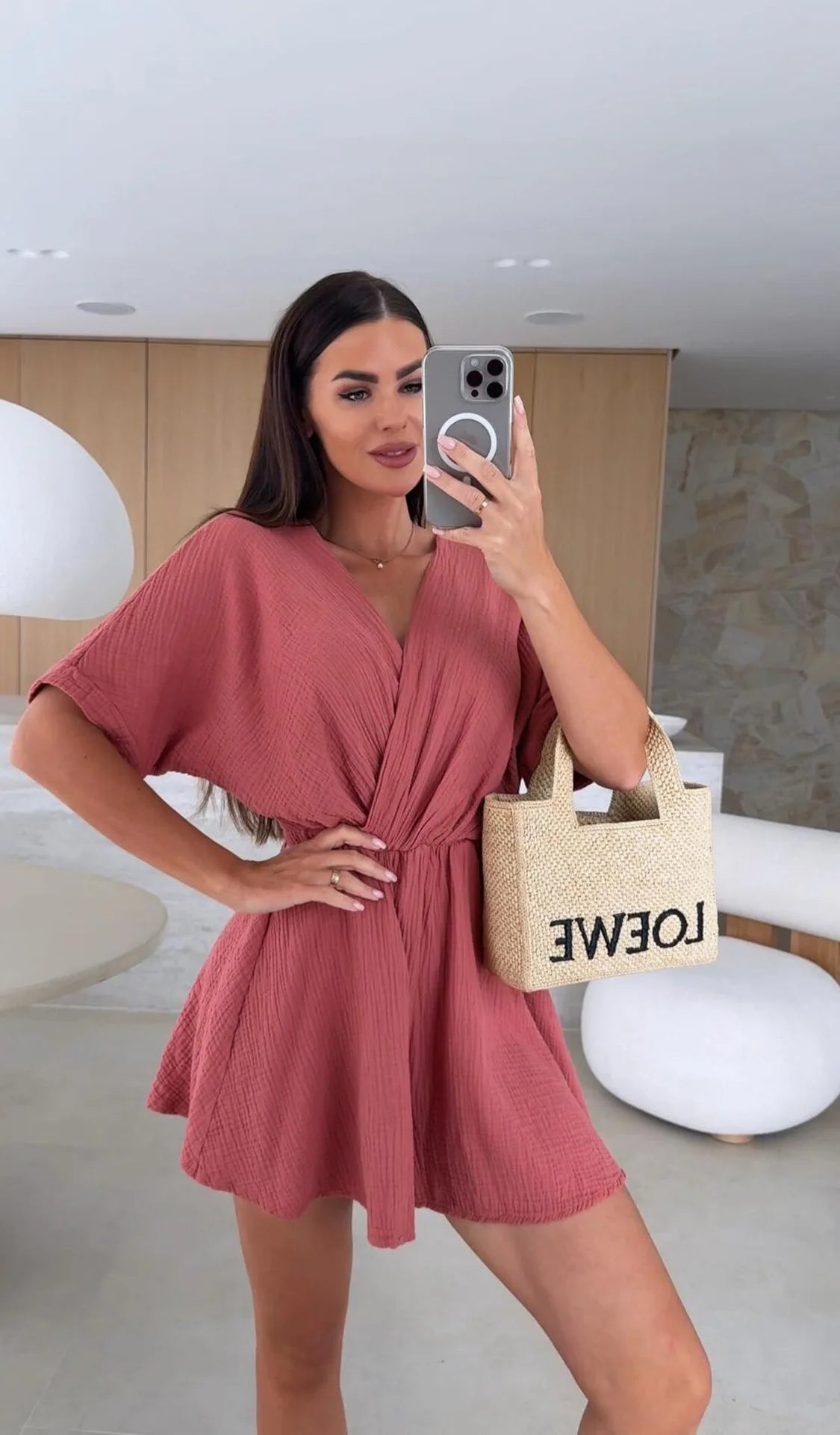 Elegant Deep V Neck Short Sleeve White Romper for Women