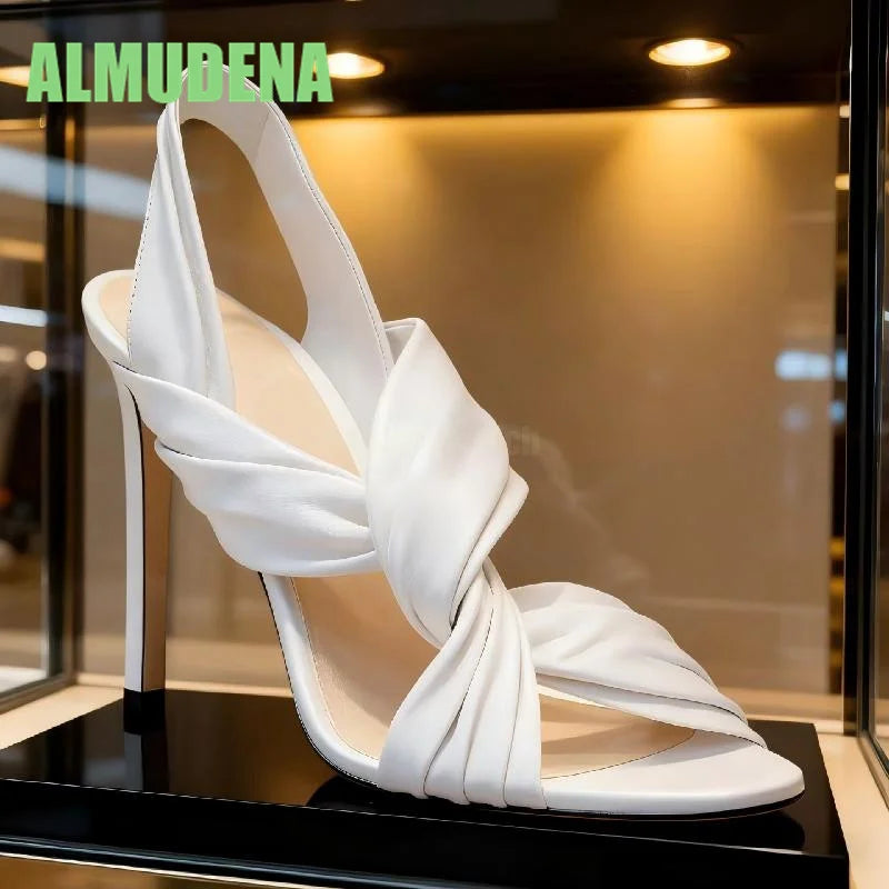 Two Tone Patchwork Cross Strap High Heel Sandals for Women