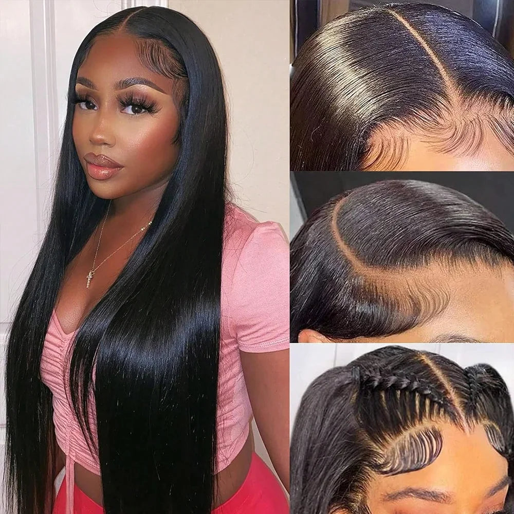 Glueless Bone Straight Brazilian Lace Front Wig for Women