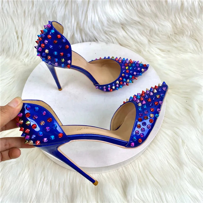 Pointed Toe Studded High Heel Gladiator Sandals for Women