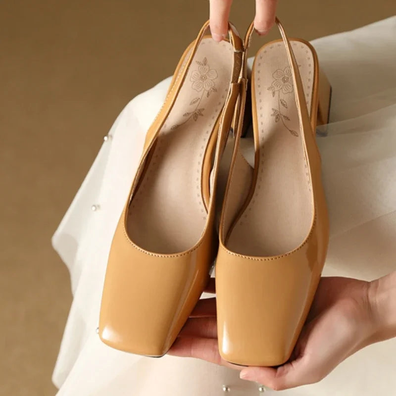 Elegant Bright Green Patent Leather Slingback Pumps for Women