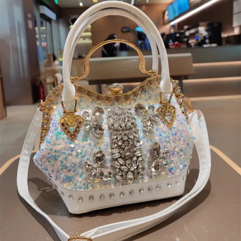 Crystal Sequin One Shoulder Crossbody Handbag for Women