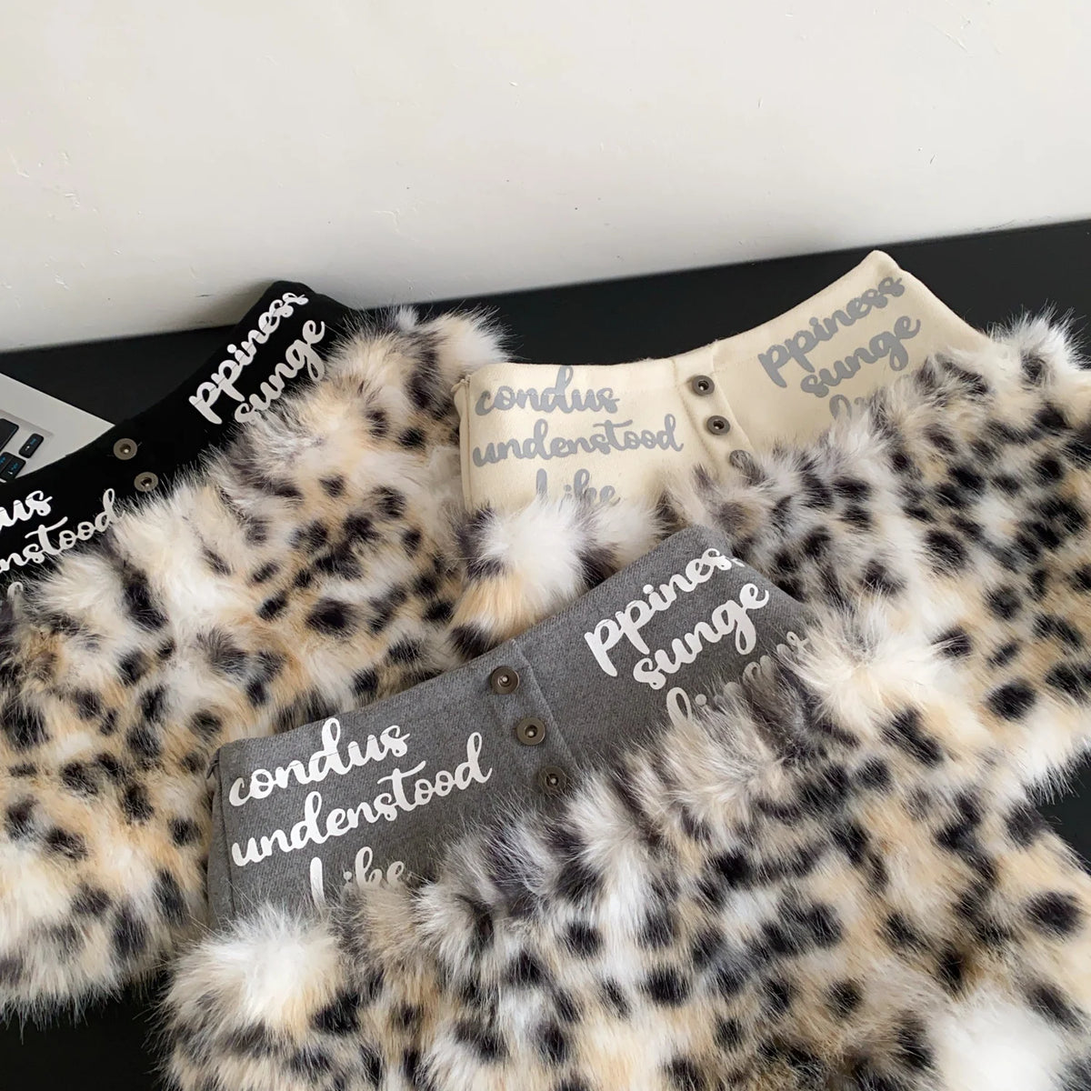 Leopard Print Furry A-Line Mini Skirt With Zipper for Women