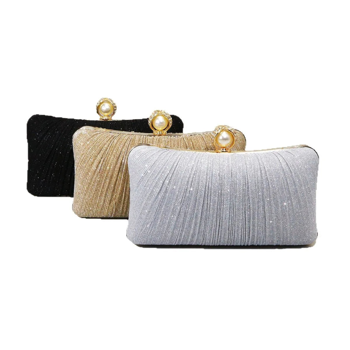 Elegant Pleated Chain Clutch Evening Bag for Women