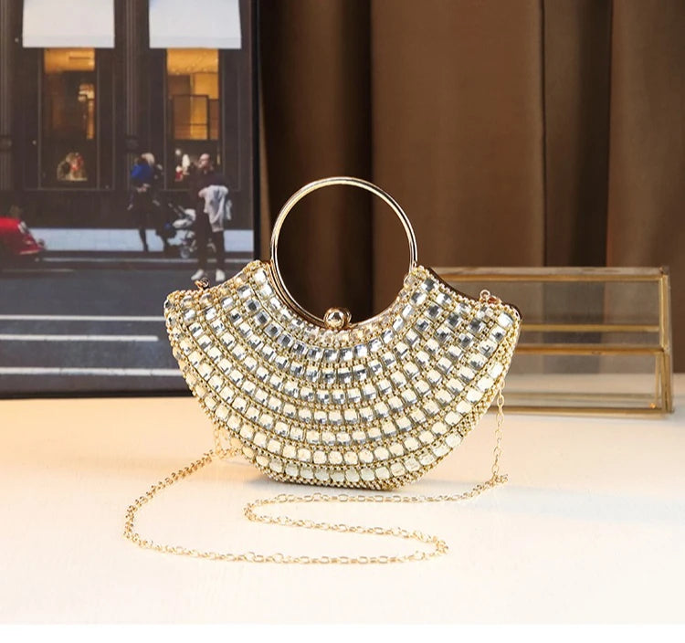 New Evening Women's Bag Luxury Brand Diamond-encrusted Sparkling Dinner Party Handbag Diamond-encrusted Women's Shoulder Bag
