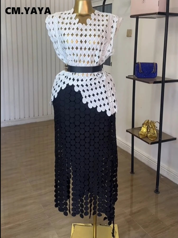 Stylish Cutout Crop Top And Maxi Skirt Two Piece Set for Women