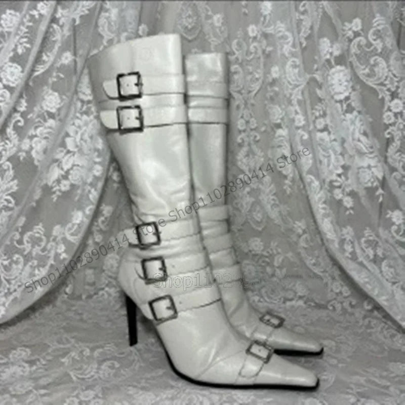 White Matte Leather Ankle Boots With Side Zipper for Women
