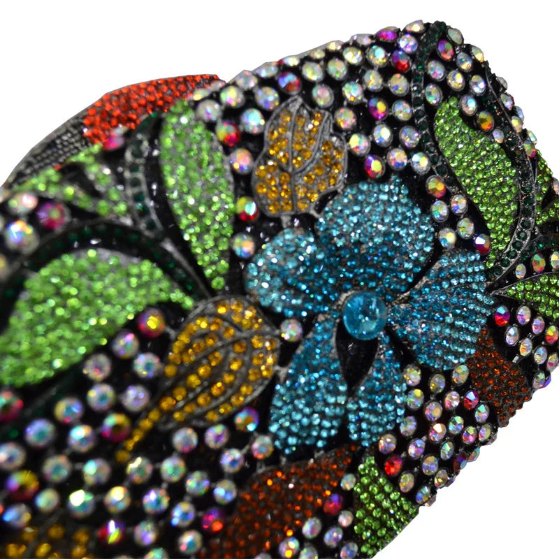 Elegant Rhinestone Flower Pattern Clutch Bag for Women