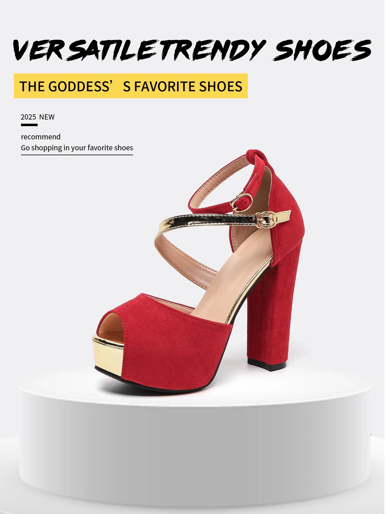Peep Toe Square Heel Platform Sandals