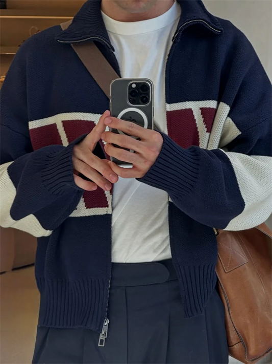 Letter Women 's Sweater Stand Collar Y2k Knit Sweaters For Woman Zipper Full Sleeve Tops Female 2025 Winter Men Jacket Knitwear