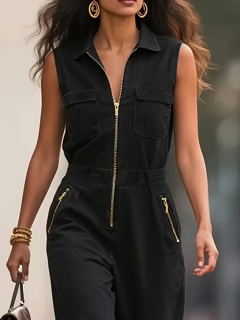 Summer Sleeveless Chiffon Wide Leg Jumpsuit For Women