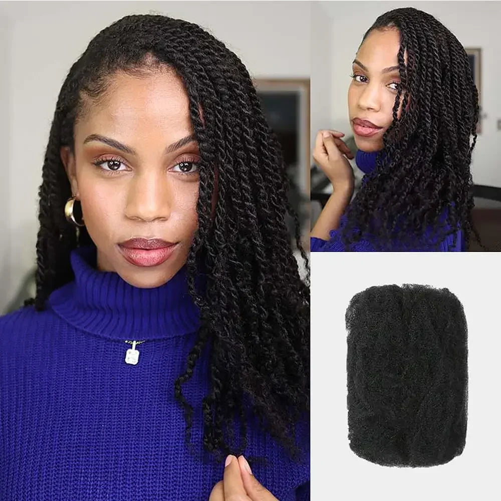 Natural Afro Kinky Bulk Braiding Hair Extensions for Women