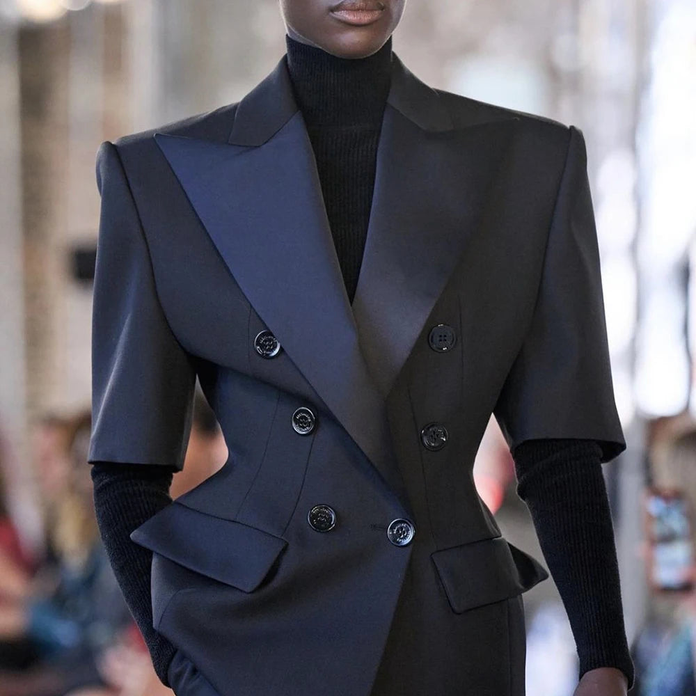 Tailored Double Breasted Notched Lapel Two Piece Suit for Women