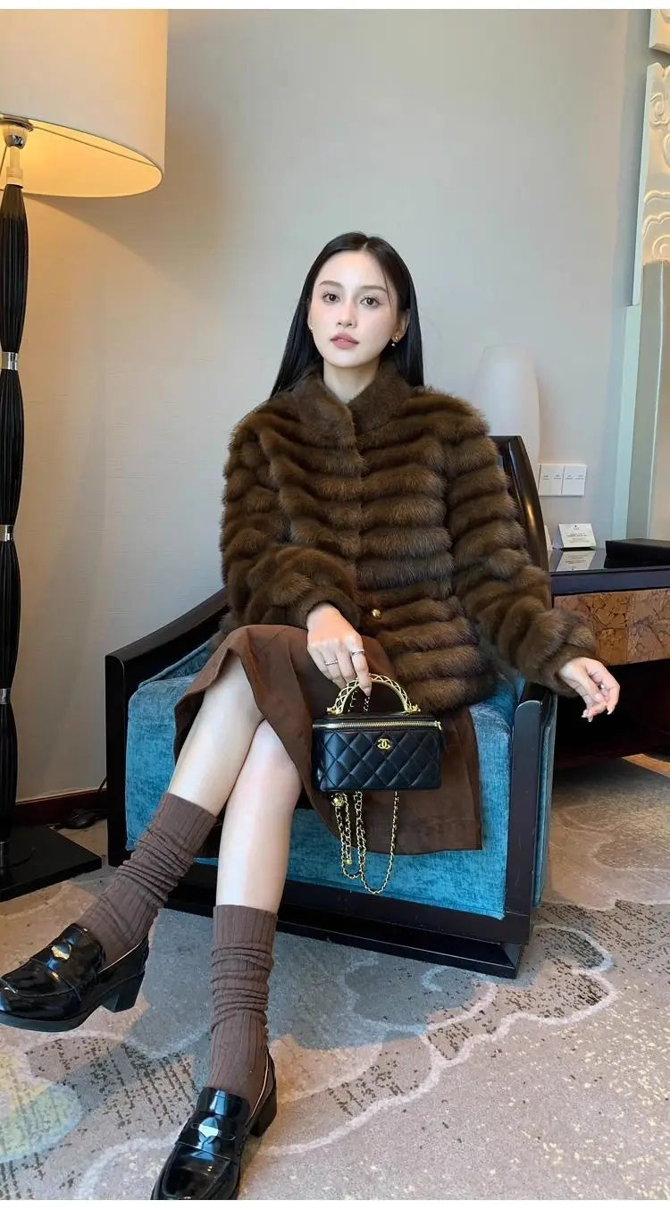Faux Fur Coat for Women,Single Breasted Jacket,Thicken Warm,High Quality,Preppy Style, Female Clothes,New,Winter,2025