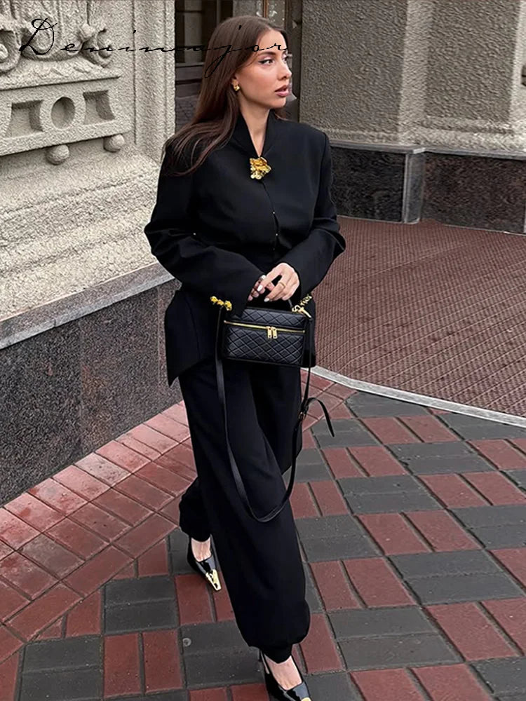 Mermaid Hem Long Sleeve Single Breasted Blazer for Women