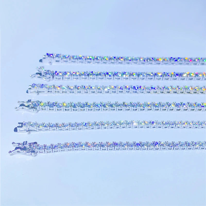 Full Moissanite Sterling Silver Tennis Bracelet for Women