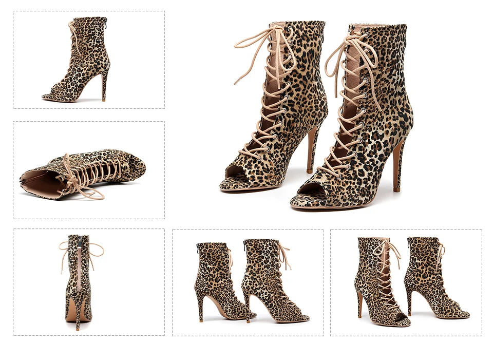 Leopard Print Latin Ballroom Dance Heels for Women