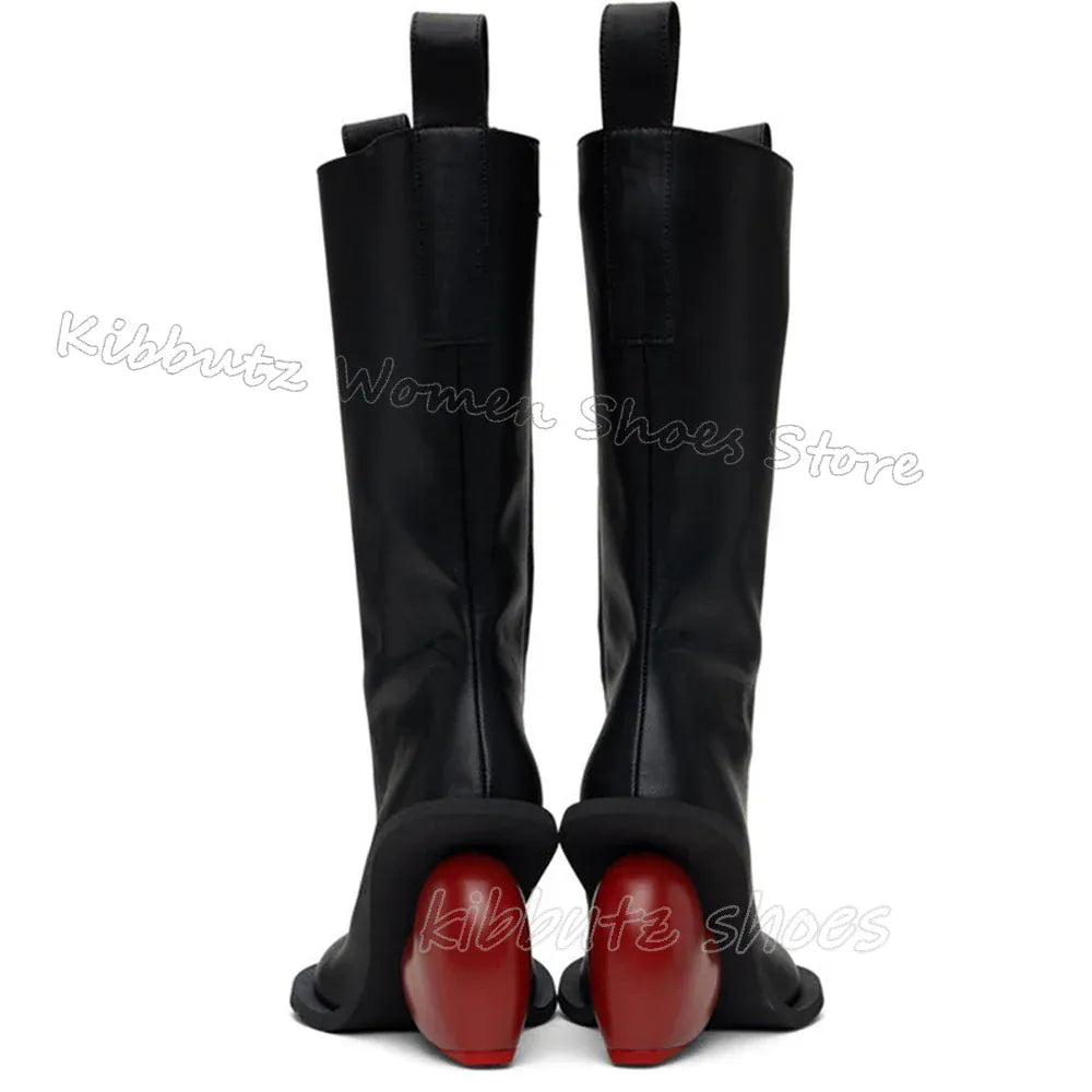 Heart Shaped Heels Knee High Boots