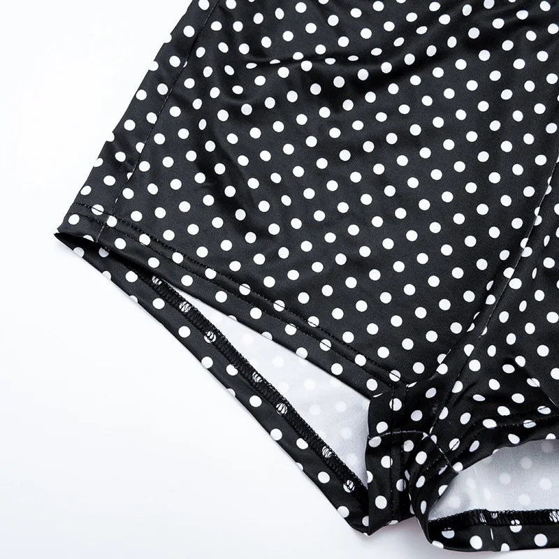 Retro Polka Dot Two Piece Crop Top and Shorts Set for Women