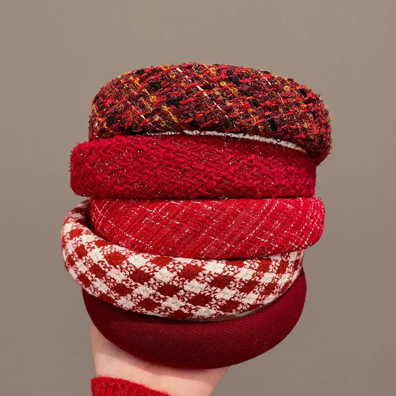 Vintage Red Velvet Padded Headband