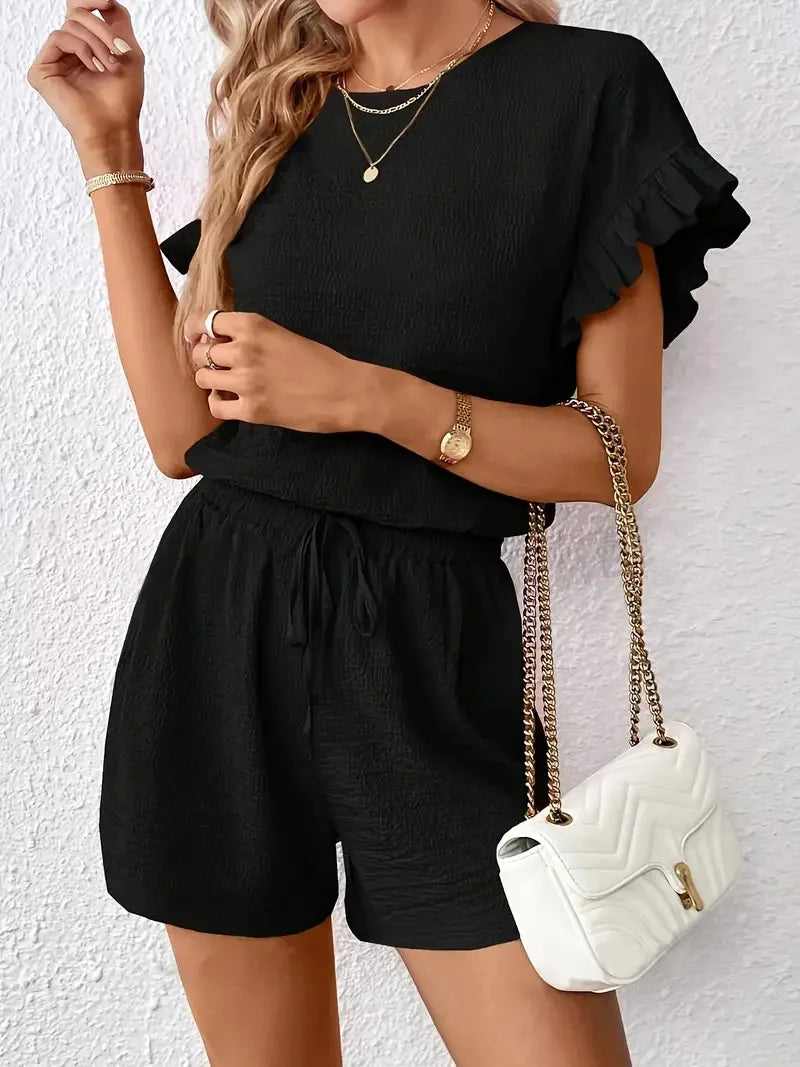 Casual Vacation Wear Two Piece Shorts Set for Women