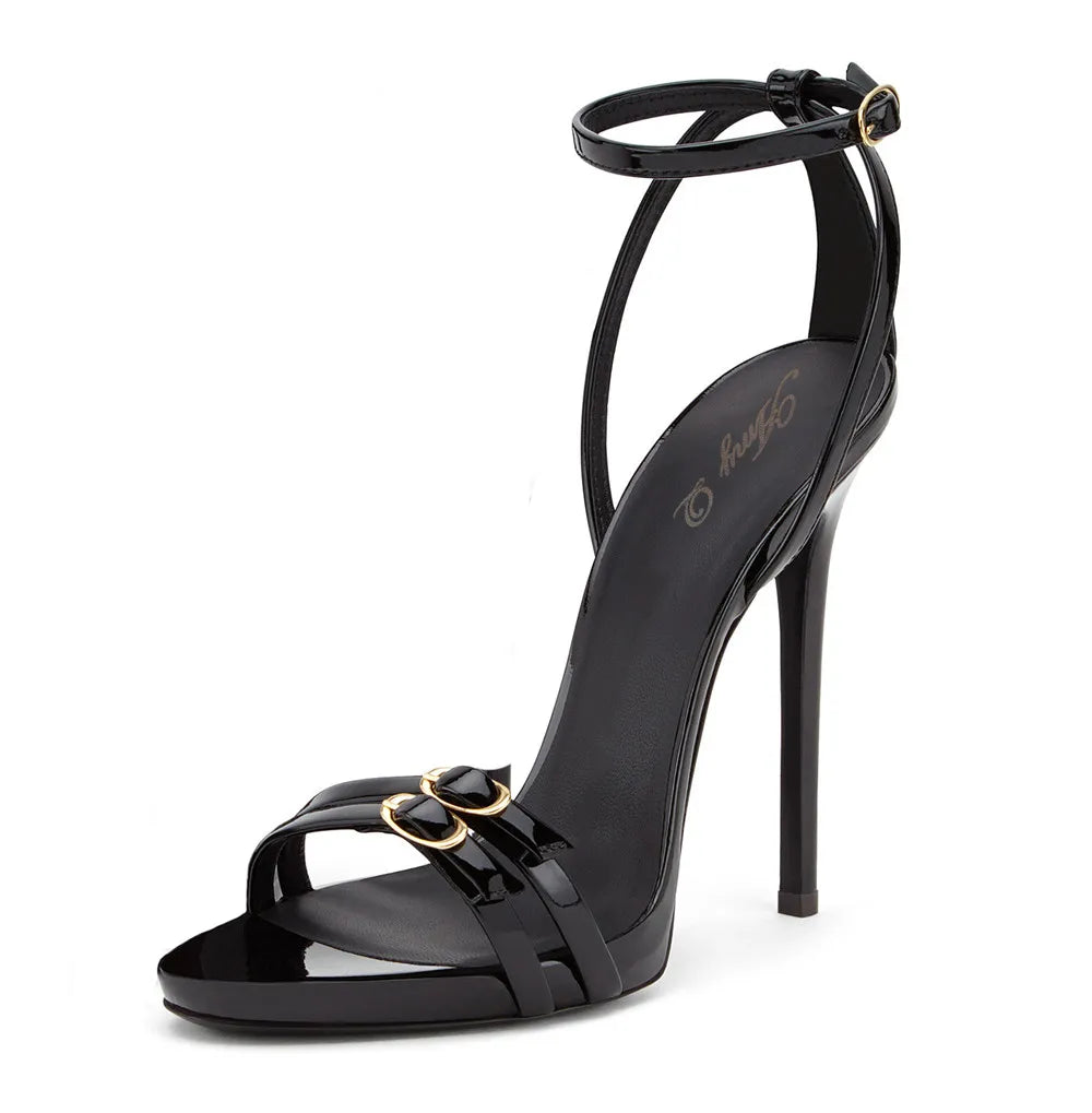 Rhinestone Patent Leather Thin High Heels for Women