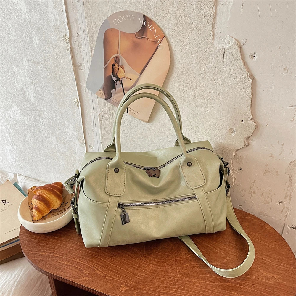 Practical Pure Color Vegan Leather Shoulder Crossbody Bags for Women