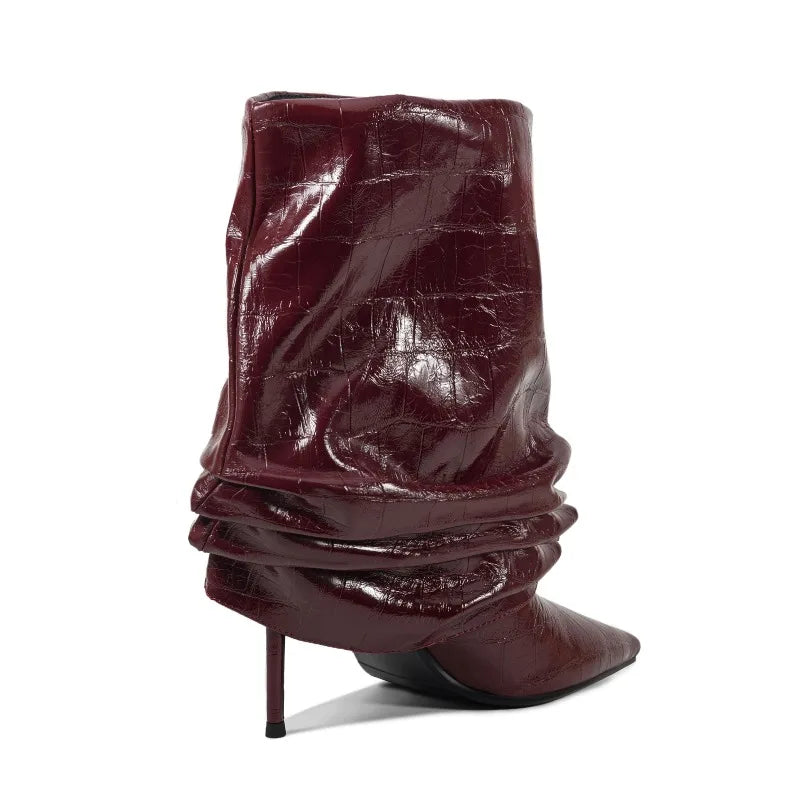 Timeless Elegant Chic Pleated Mid Calf Boots for Women
