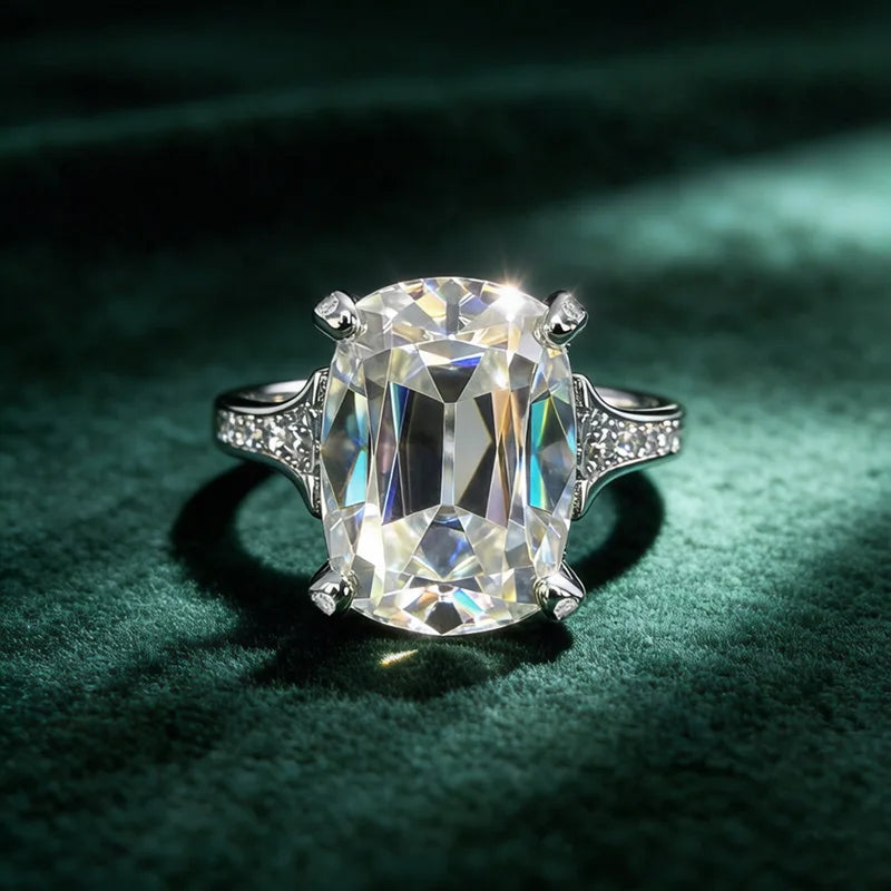 Old European Cut Moissanite Sterling Silver Ring for Women