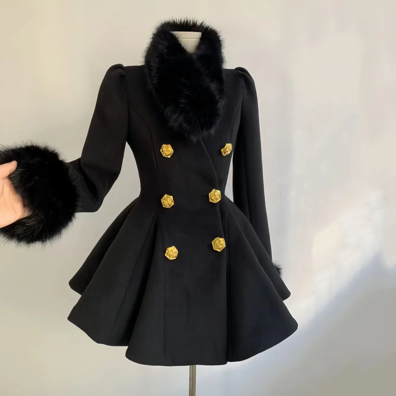 New Elegant Small Fragrance Celebrity Loose Coat Moda Woolen Winter French Style Vintage Blends Slim Waist Mid-length Outwear