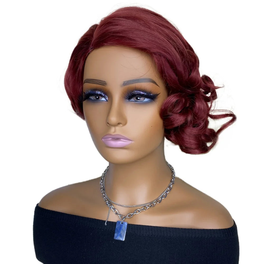 Natural Afro Curly Short Bob Synthetic Wig for Women