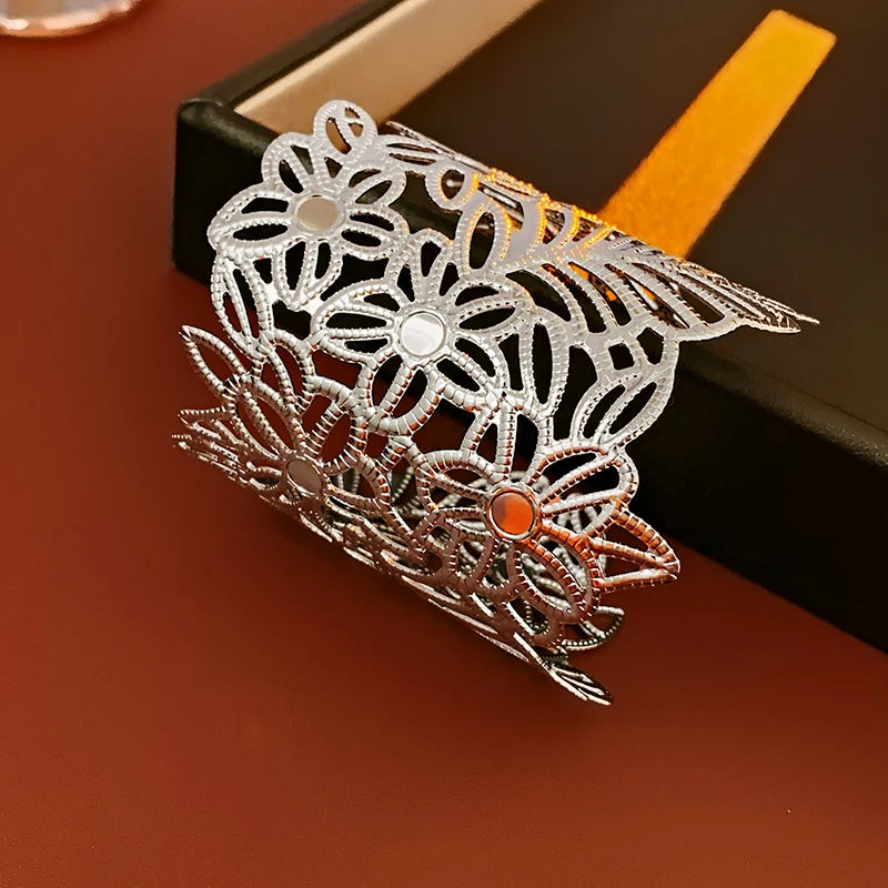 Layered Geometric Metal Cuff Bracelet