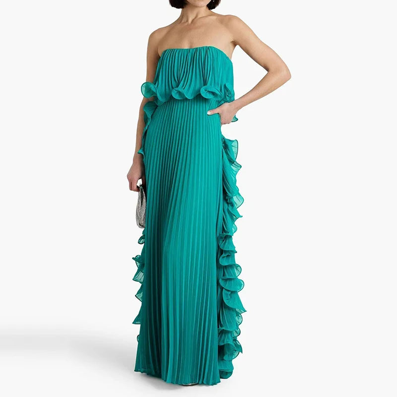 Elegant Summer Off Shoulder Strapless Maxi Dress for Women