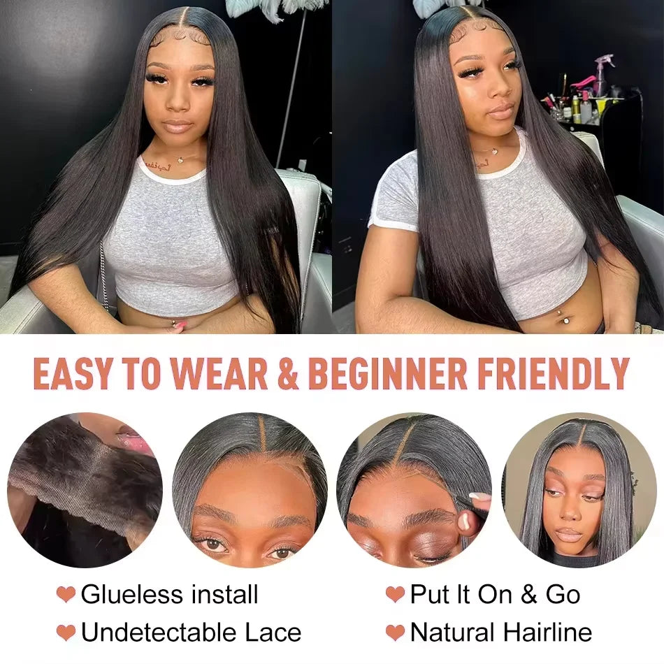 Glueless Straight Human Hair Lace Front Wig for Women